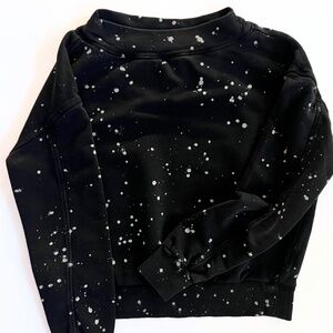 Anthropologie Pilcro Elayna Splatter Sweatshirt Black Mock Neck XS Y2K Grunge